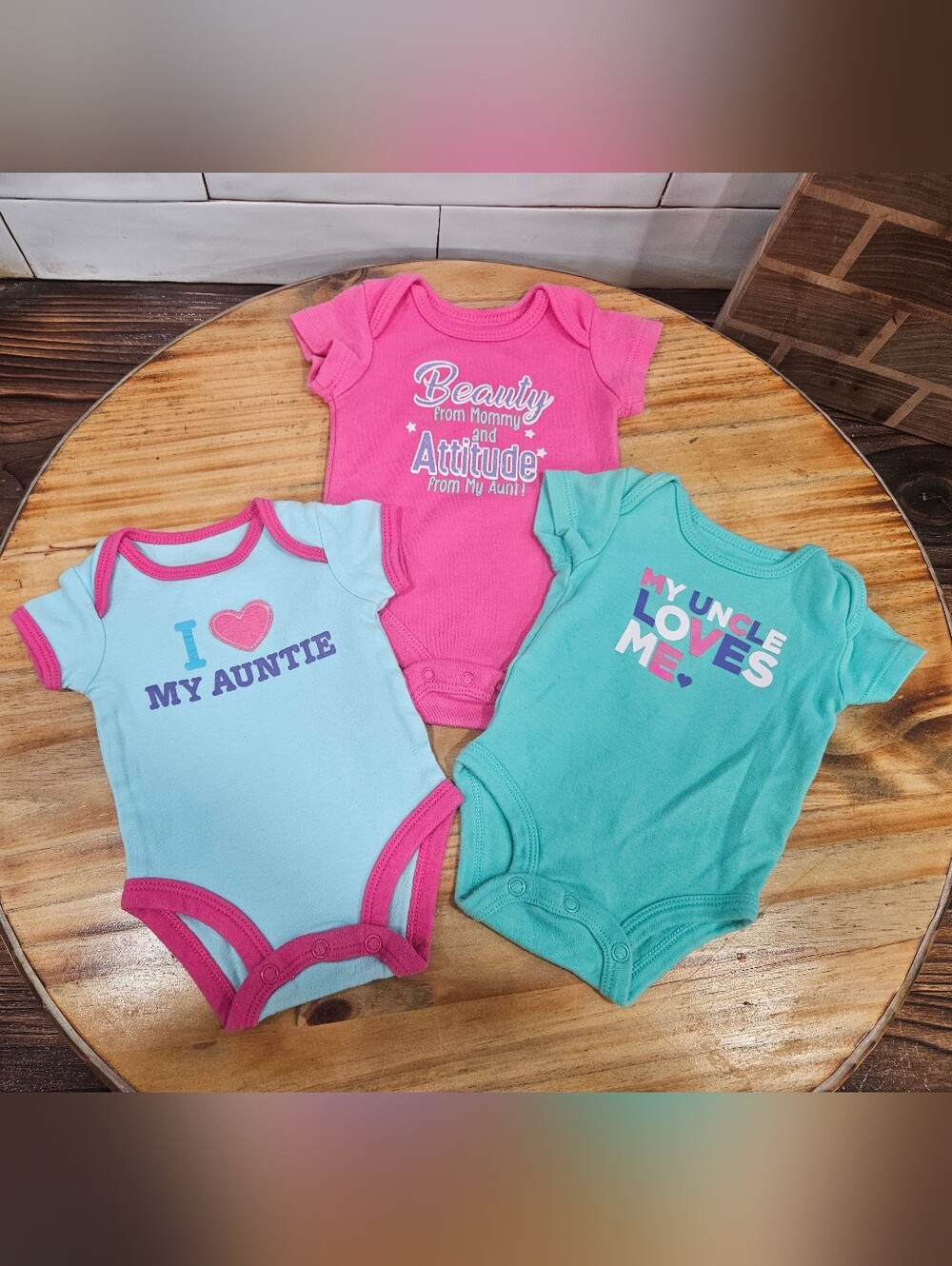 Baby Girl Newborn Onesies Lot - Auntie & Uncle Theme